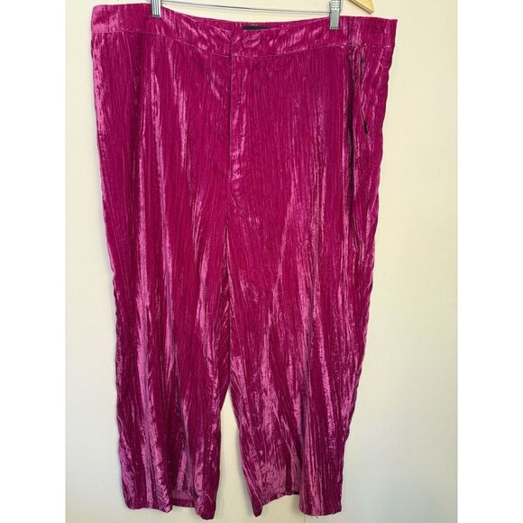 Cider Crushed Velvet 3xL Pants Wide Leg‎ Fushia Hot Pink Holiday New Year Party - Picture 1 of 6